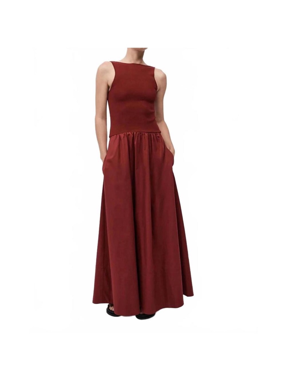 St Agni Maxi Dress in Deep Wine Red